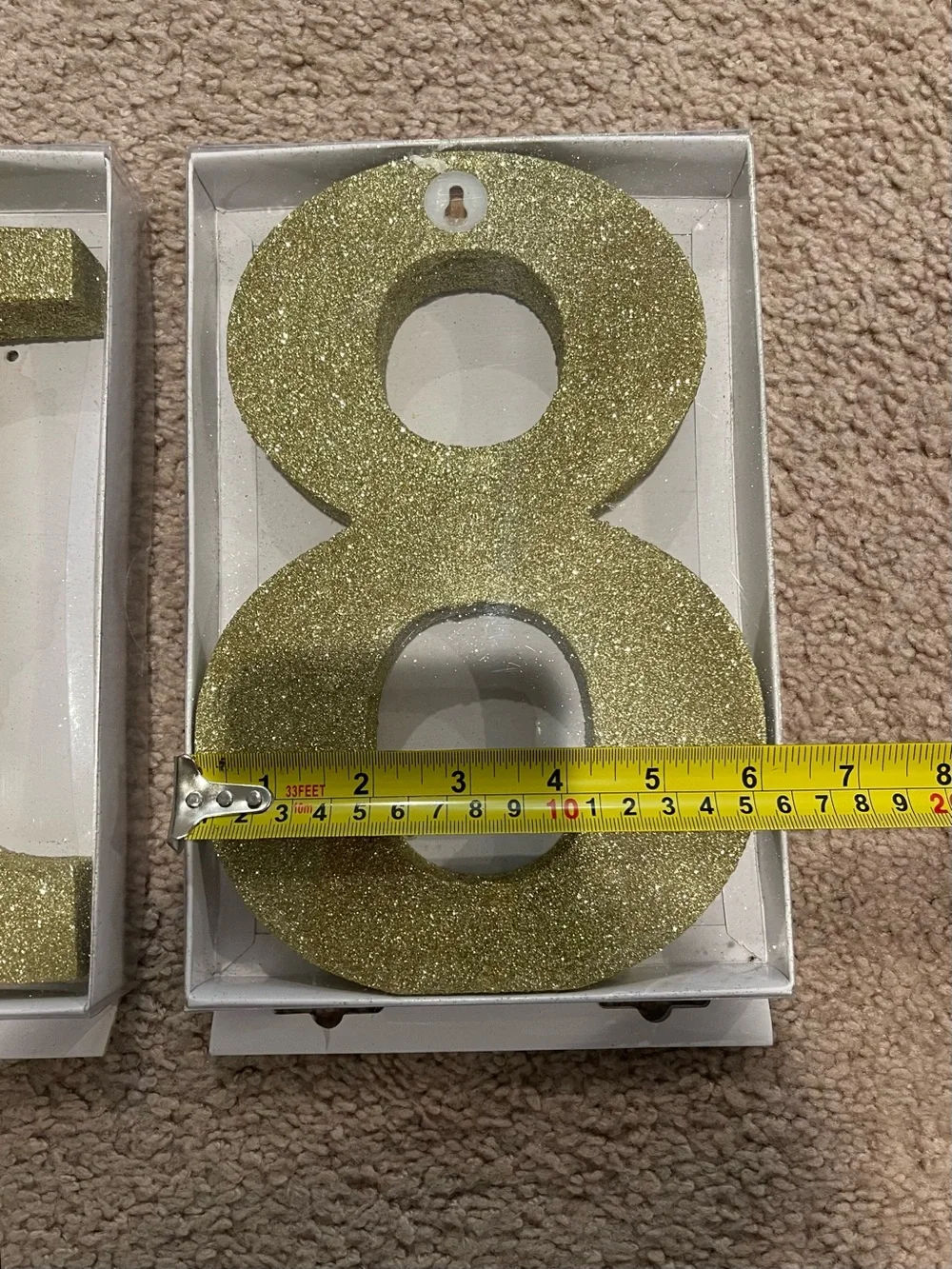 2pcs 3D Gold Glittered No. 1 & 8 Centerpiece Table Decoration